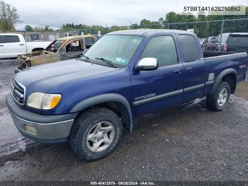 2002 Toyota Tundra Sr5 V8 VIN: 5TBBT44162S290862 Lot: 40412879