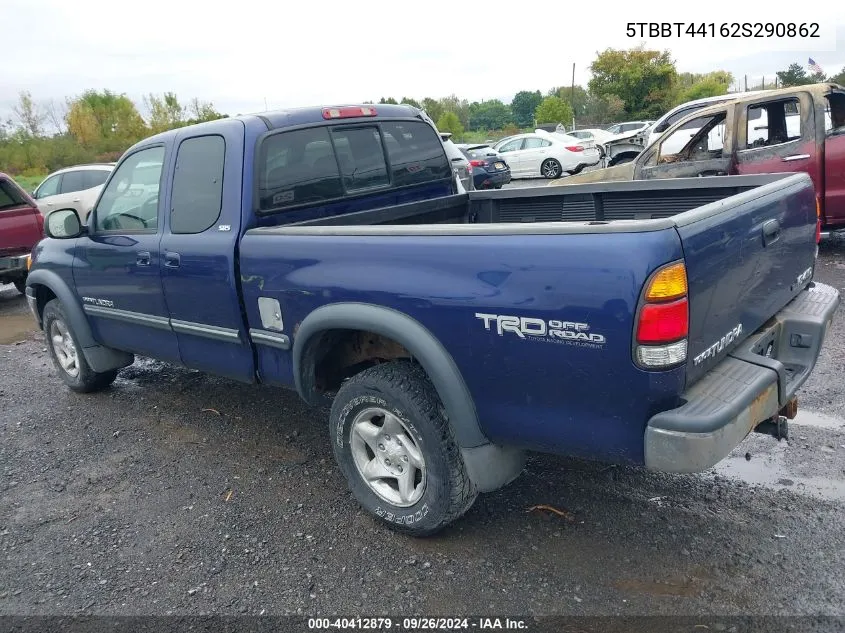 2002 Toyota Tundra Sr5 V8 VIN: 5TBBT44162S290862 Lot: 40412879