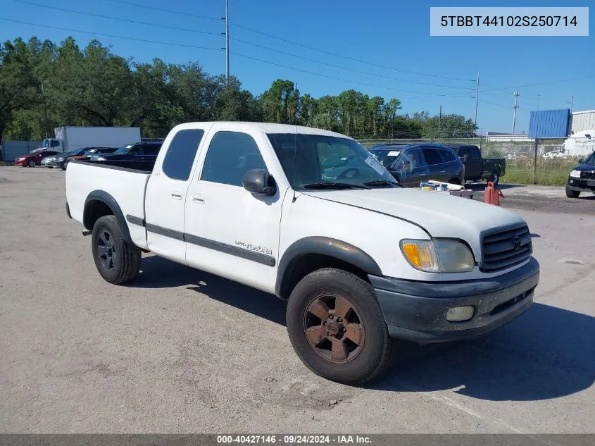 2002 Toyota Tundra Sr5 V8 VIN: 5TBBT44102S250714 Lot: 40427146