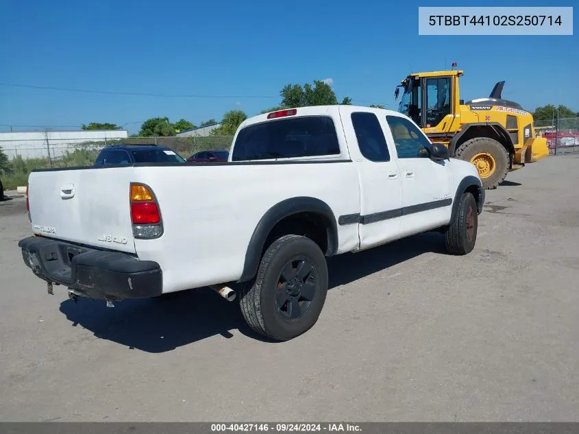 2002 Toyota Tundra Sr5 V8 VIN: 5TBBT44102S250714 Lot: 40427146