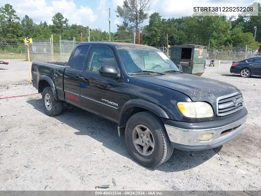 2002 Toyota Tundra Ltd V8 VIN: 5TBRT38122S252208 Lot: 40433334