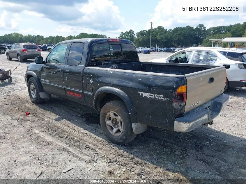 2002 Toyota Tundra Ltd V8 VIN: 5TBRT38122S252208 Lot: 40433334