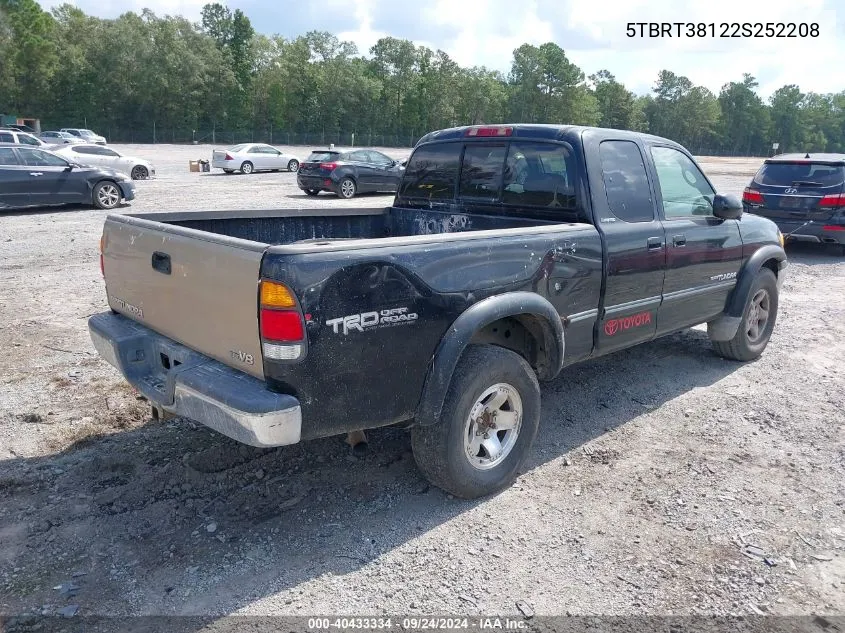 2002 Toyota Tundra Ltd V8 VIN: 5TBRT38122S252208 Lot: 40433334