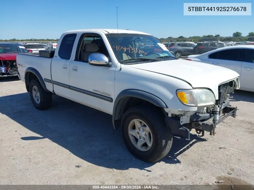 2002 Toyota Tundra Access Cab/Access Cab Sr5 VIN: 5TBBT44192S276678 Lot: 40443384