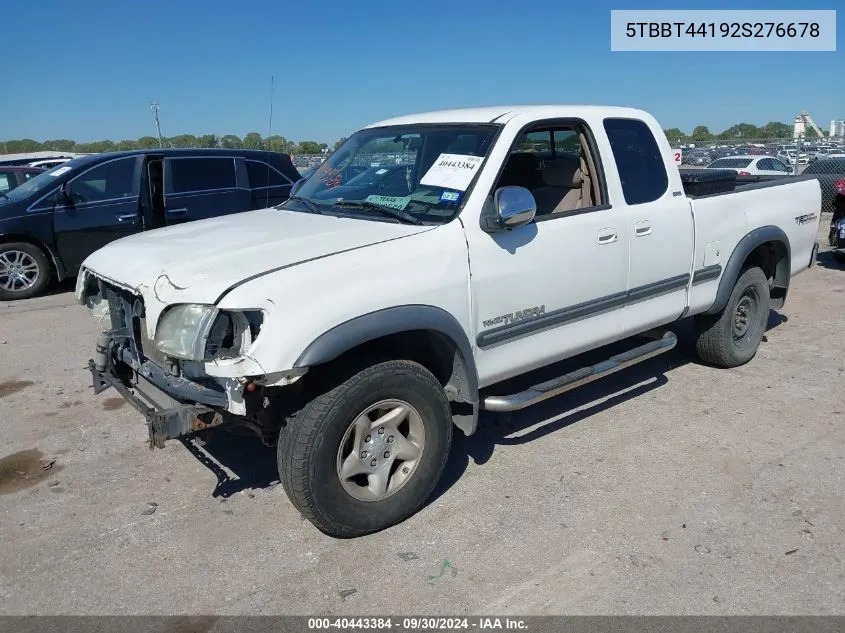 2002 Toyota Tundra Access Cab/Access Cab Sr5 VIN: 5TBBT44192S276678 Lot: 40443384