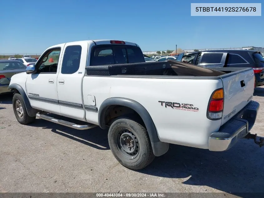 2002 Toyota Tundra Access Cab/Access Cab Sr5 VIN: 5TBBT44192S276678 Lot: 40443384