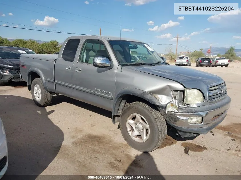 2002 Toyota Tundra Sr5 V8 VIN: 5TBBT44102S226204 Lot: 40489515