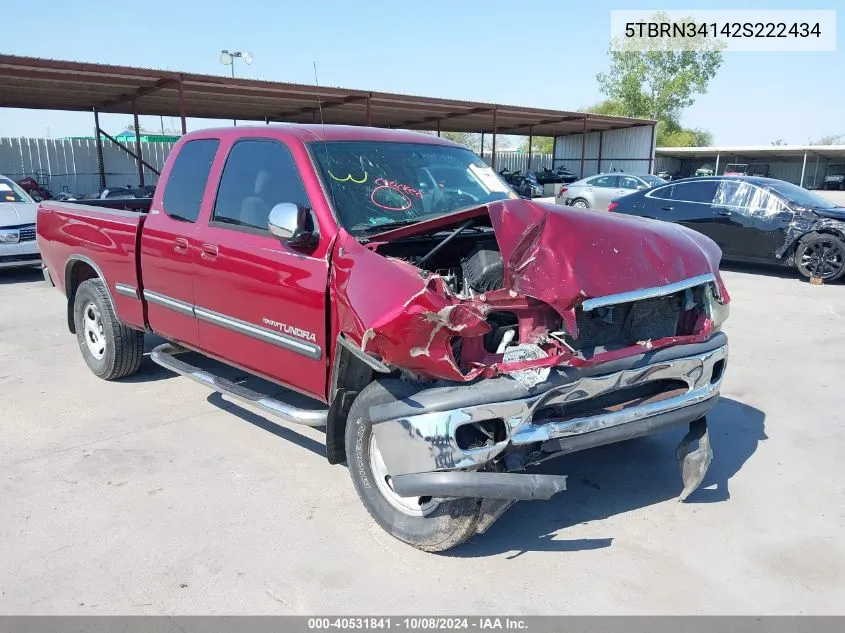 2002 Toyota Tundra Sr5 VIN: 5TBRN34142S222434 Lot: 40531841