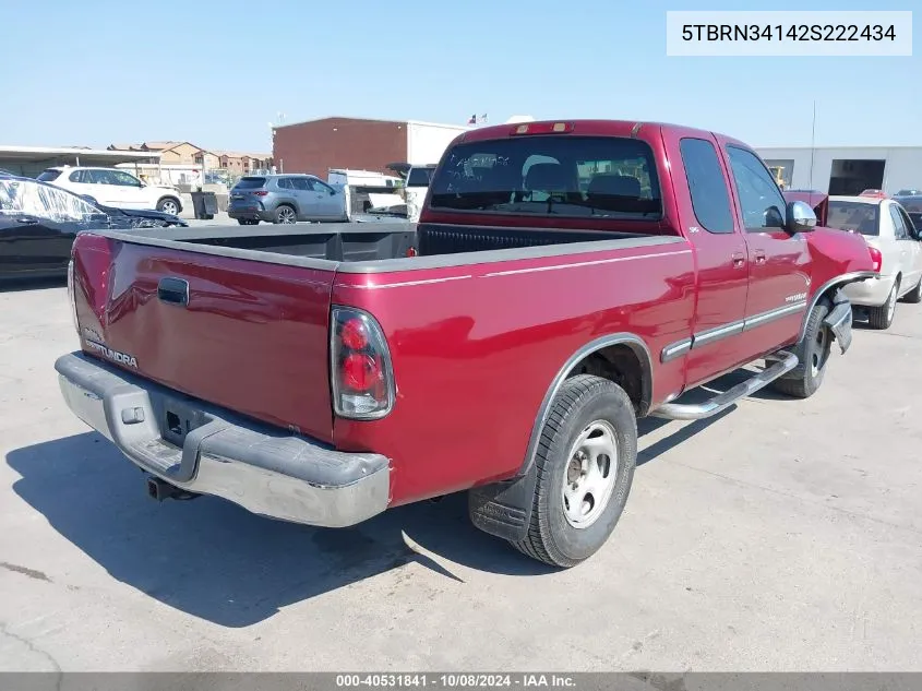 2002 Toyota Tundra Sr5 VIN: 5TBRN34142S222434 Lot: 40531841