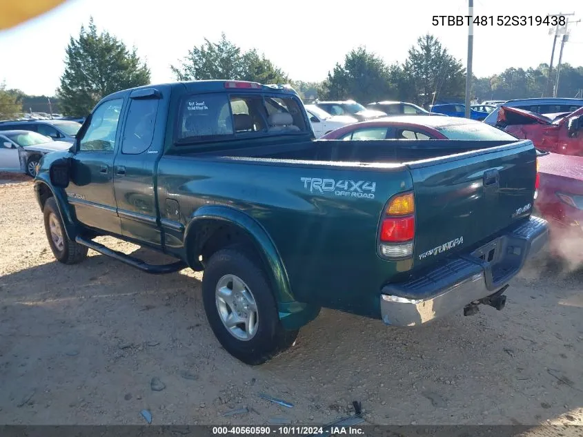 2002 Toyota Tundra Ltd V8 VIN: 5TBBT48152S319438 Lot: 40560590