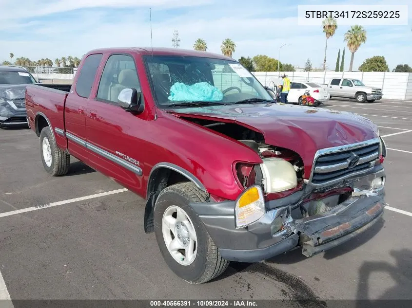 2002 Toyota Tundra Sr5 V8 VIN: 5TBRT34172S259225 Lot: 40566391