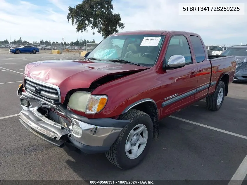 2002 Toyota Tundra Sr5 V8 VIN: 5TBRT34172S259225 Lot: 40566391