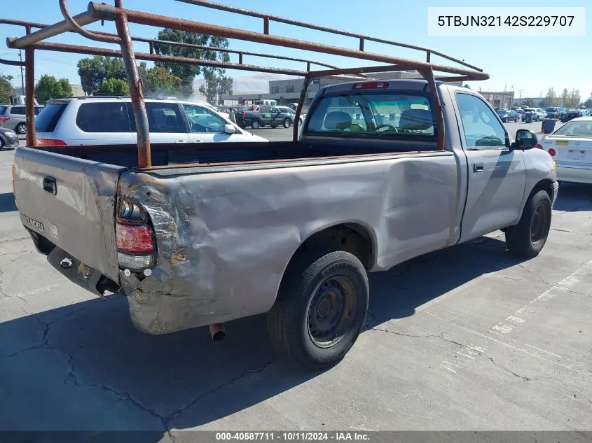 2002 Toyota Tundra VIN: 5TBJN32142S229707 Lot: 40587711