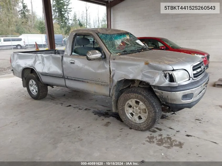 2002 Toyota Tundra Sr5 V8 VIN: 5TBKT44152S260543 Lot: 40591620