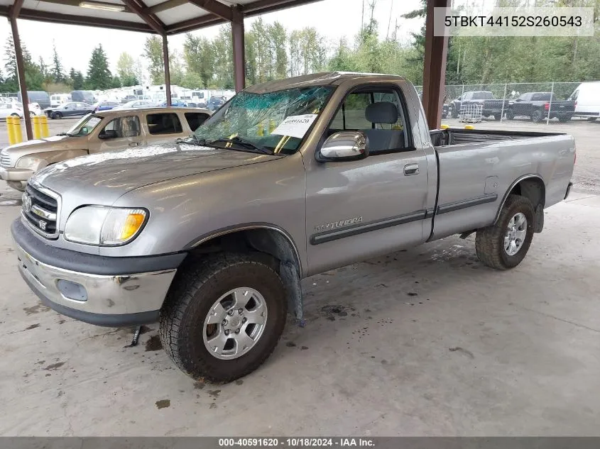 2002 Toyota Tundra Sr5 V8 VIN: 5TBKT44152S260543 Lot: 40591620