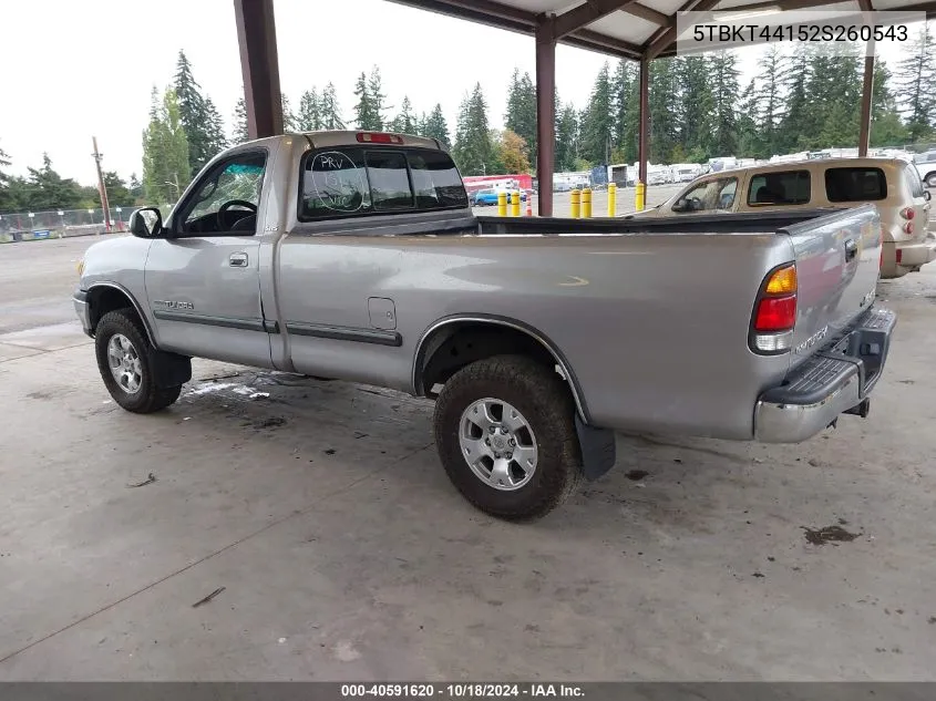 2002 Toyota Tundra Sr5 V8 VIN: 5TBKT44152S260543 Lot: 40591620