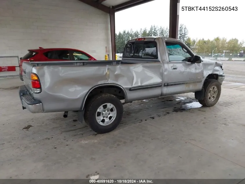 2002 Toyota Tundra Sr5 V8 VIN: 5TBKT44152S260543 Lot: 40591620