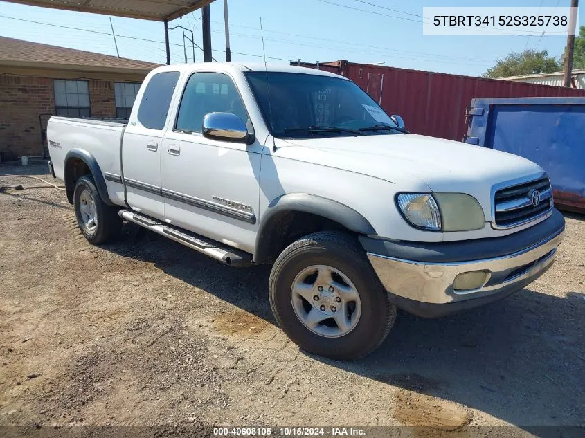 2002 Toyota Tundra Sr5 V8 VIN: 5TBRT34152S325738 Lot: 40608105