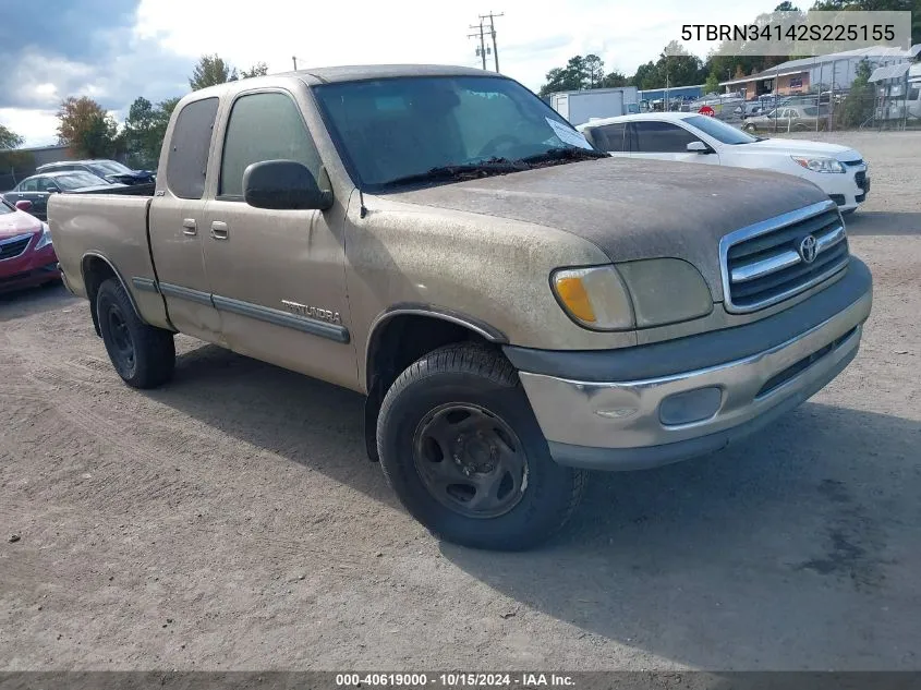 2002 Toyota Tundra Sr5 VIN: 5TBRN34142S225155 Lot: 40619000