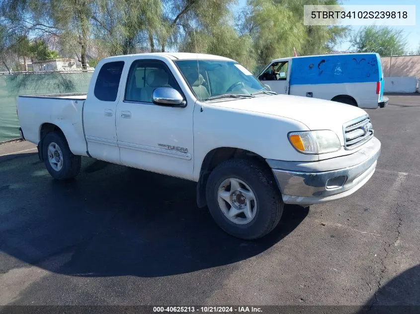 2002 Toyota Tundra Sr5 V8 VIN: 5TBRT34102S239818 Lot: 40625213