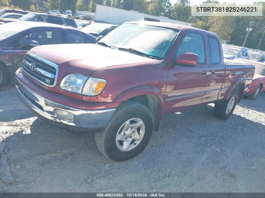 2002 Toyota Tundra Ltd V8 VIN: 5TBRT38182S246221 Lot: 40633202