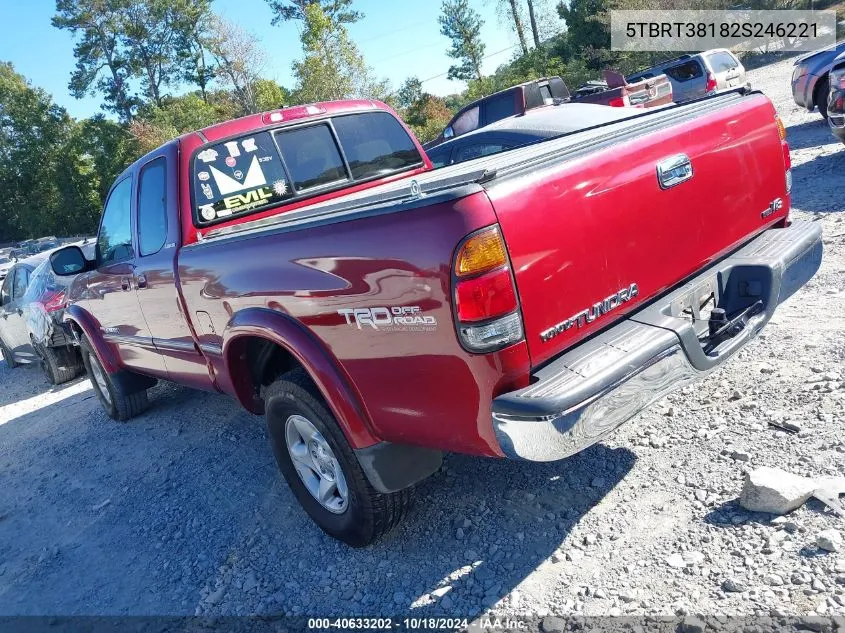 2002 Toyota Tundra Ltd V8 VIN: 5TBRT38182S246221 Lot: 40633202