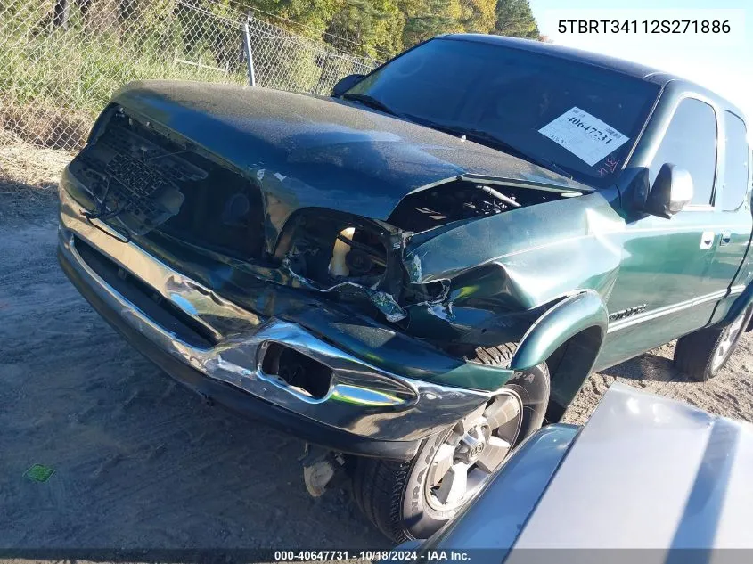 2002 Toyota Tundra Sr5 V8 VIN: 5TBRT34112S271886 Lot: 40647731