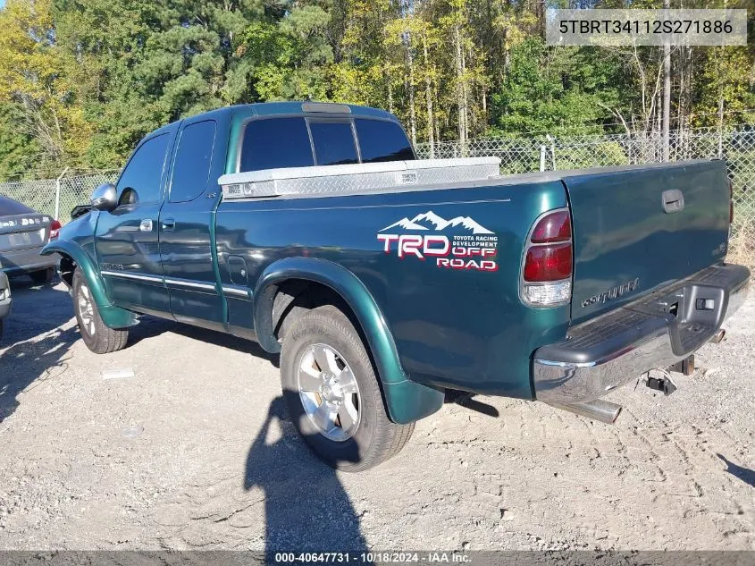 2002 Toyota Tundra Sr5 V8 VIN: 5TBRT34112S271886 Lot: 40647731