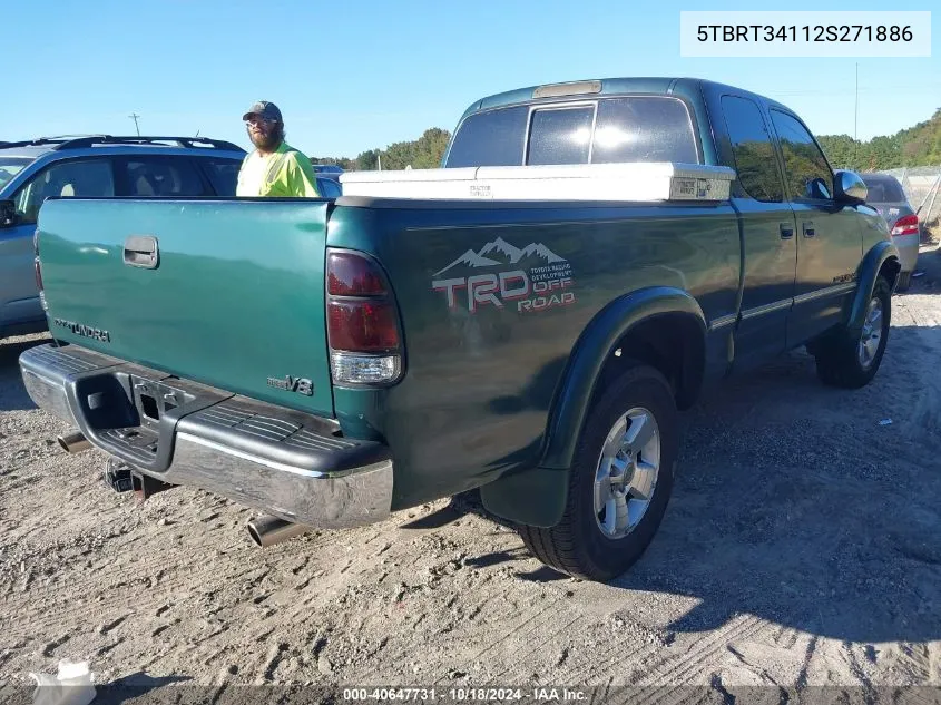 2002 Toyota Tundra Sr5 V8 VIN: 5TBRT34112S271886 Lot: 40647731