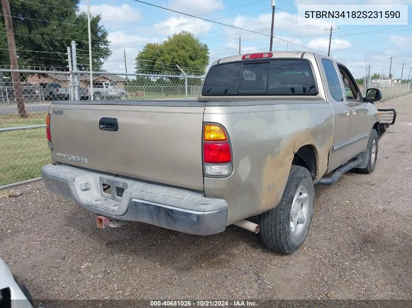 2002 Toyota Tundra Sr5 VIN: 5TBRN34182S231590 Lot: 40651026