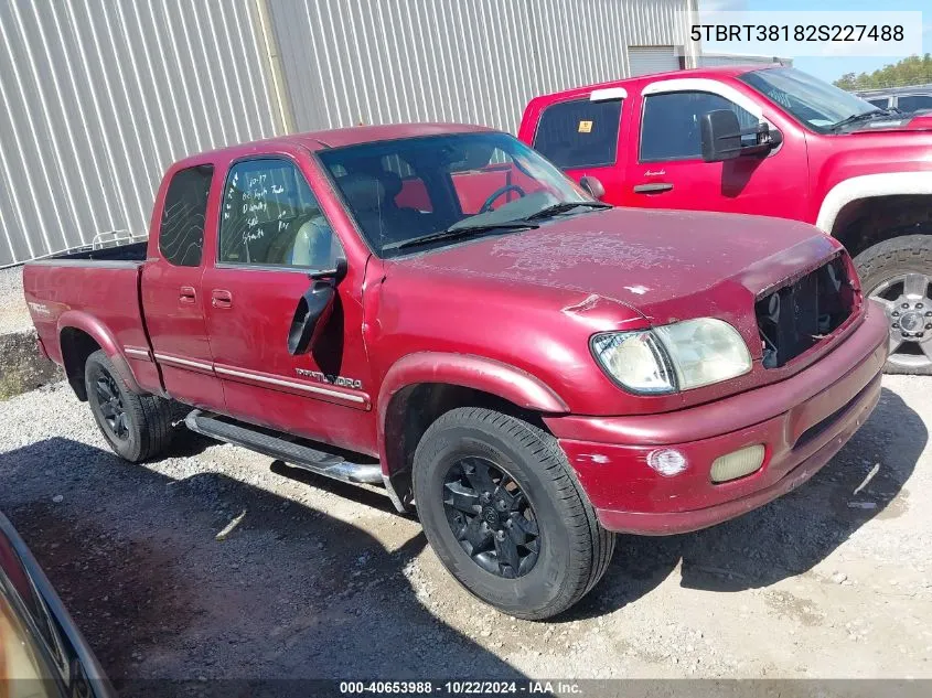 2002 Toyota Tundra Ltd V8 VIN: 5TBRT38182S227488 Lot: 40653988