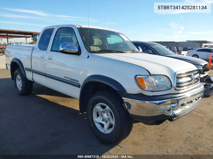 2002 Toyota Tundra Sr5 V8 VIN: 5TBRT34142S281134 Lot: 40667318