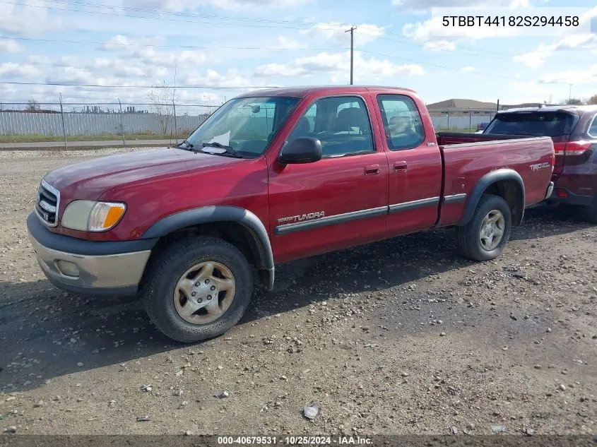 2002 Toyota Tundra Sr5 V8 VIN: 5TBBT44182S294458 Lot: 40679531