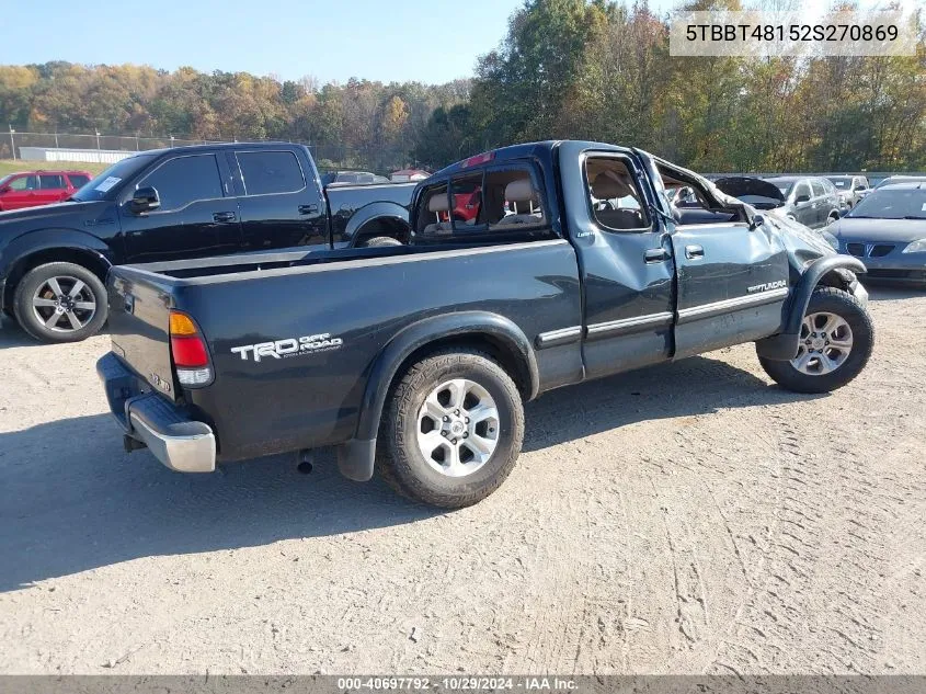 2002 Toyota Tundra Ltd V8 VIN: 5TBBT48152S270869 Lot: 40697792