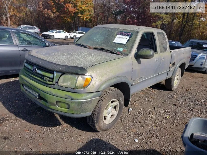 2002 Toyota Tundra Sr5 V8 VIN: 5TBBT44172S248717 Lot: 40731099