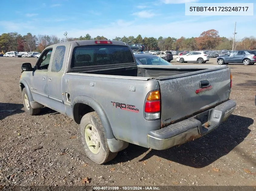 2002 Toyota Tundra Sr5 V8 VIN: 5TBBT44172S248717 Lot: 40731099