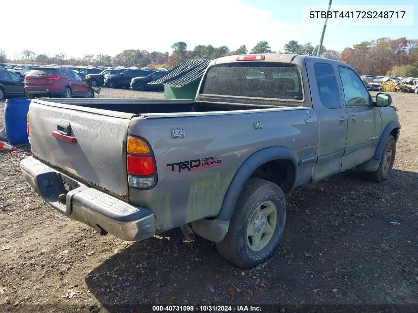 2002 Toyota Tundra Sr5 V8 VIN: 5TBBT44172S248717 Lot: 40731099