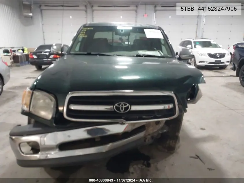 2002 Toyota Tundra Sr5 V8 VIN: 5TBBT44152S247906 Lot: 40800849