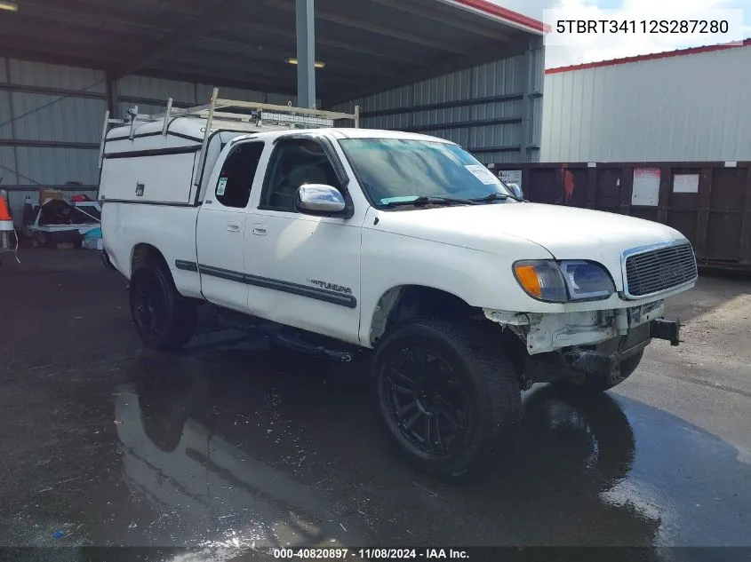 2002 Toyota Tundra Sr5 V8 VIN: 5TBRT34112S287280 Lot: 40820897