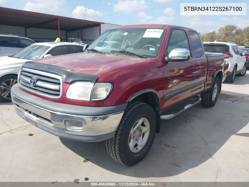 2002 Toyota Tundra Sr5 VIN: 5TBRN34122S267100 Lot: 40830960