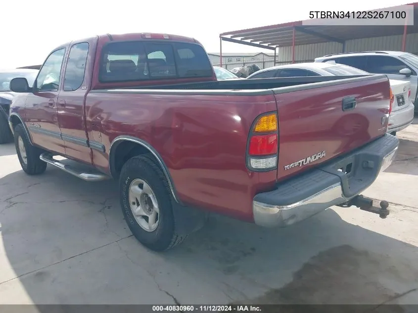 2002 Toyota Tundra Sr5 VIN: 5TBRN34122S267100 Lot: 40830960