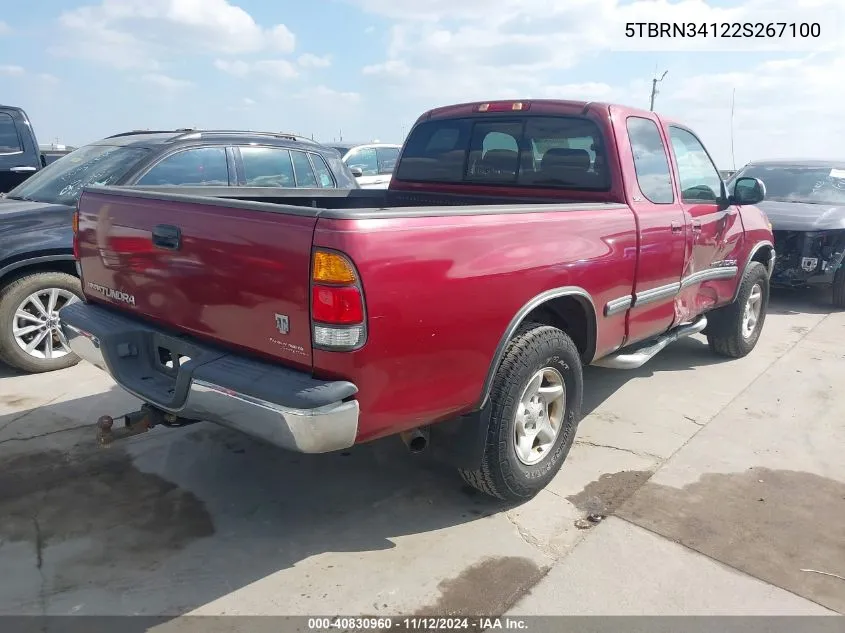 2002 Toyota Tundra Sr5 VIN: 5TBRN34122S267100 Lot: 40830960