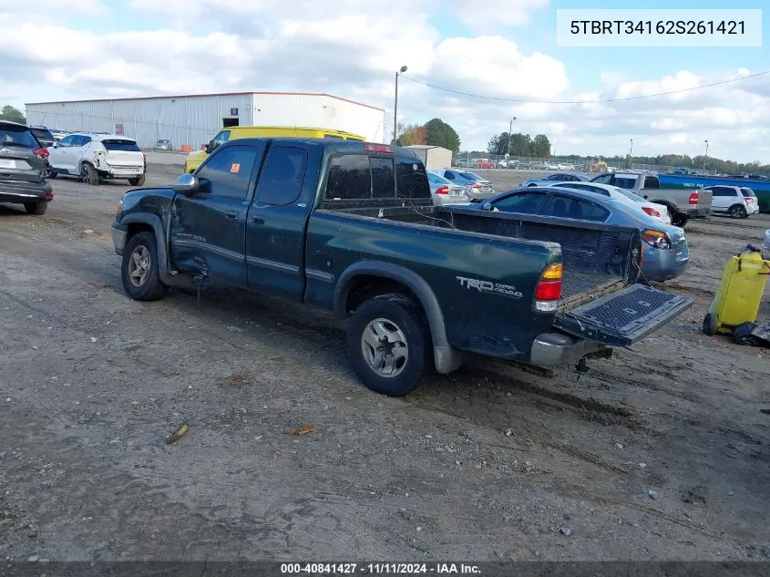 2002 Toyota Tundra Sr5 VIN: 5TBRT34162S261421 Lot: 40841427