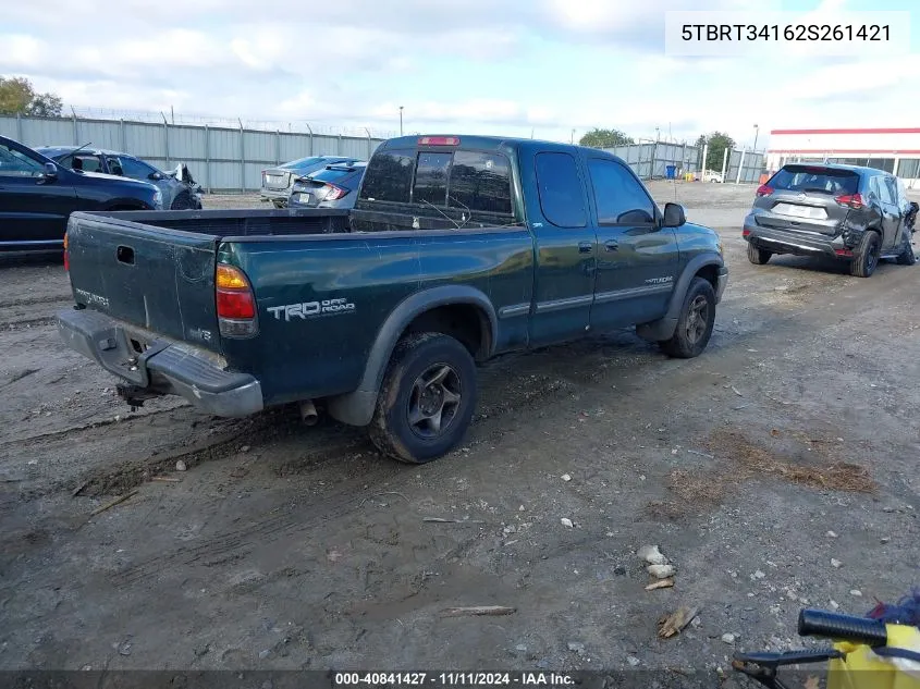 2002 Toyota Tundra Sr5 VIN: 5TBRT34162S261421 Lot: 40841427