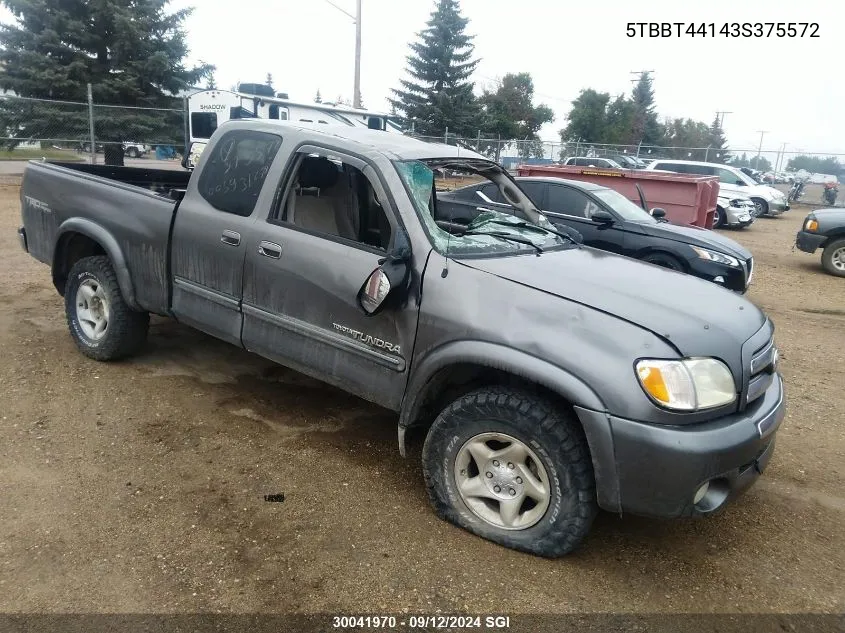 2003 Toyota Tundra Access Cab Sr5 VIN: 5TBBT44143S375572 Lot: 30041970