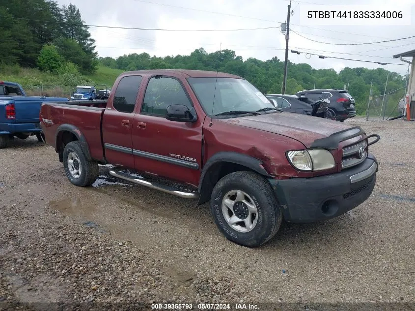 2003 Toyota Tundra Sr5 V8 VIN: 5TBBT44183S334006 Lot: 39355793