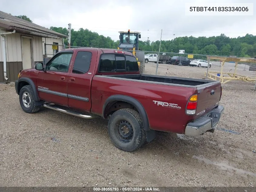 2003 Toyota Tundra Sr5 V8 VIN: 5TBBT44183S334006 Lot: 39355793