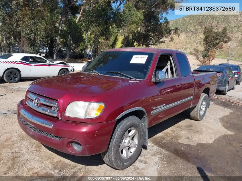 2003 Toyota Tundra Sr5 V8 VIN: 5TBRT34123S372680 Lot: 39357897