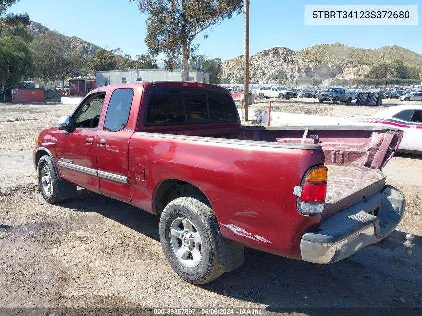 2003 Toyota Tundra Sr5 V8 VIN: 5TBRT34123S372680 Lot: 39357897