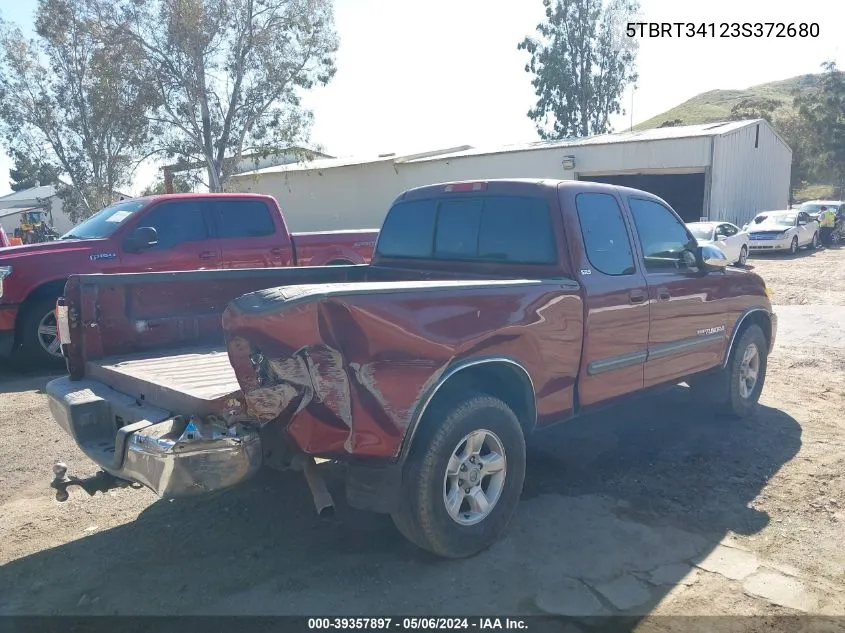 2003 Toyota Tundra Sr5 V8 VIN: 5TBRT34123S372680 Lot: 39357897